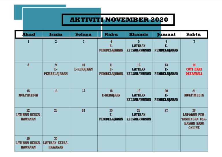 Aktiviti NOVEMBER 2020